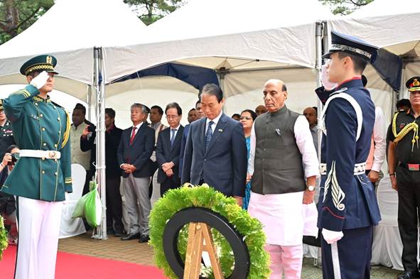 Rajnath Singh and Minister of Patriots & Veterans Affairs, Republic of Korea Inaugurate Indian War Memorial in Seoul